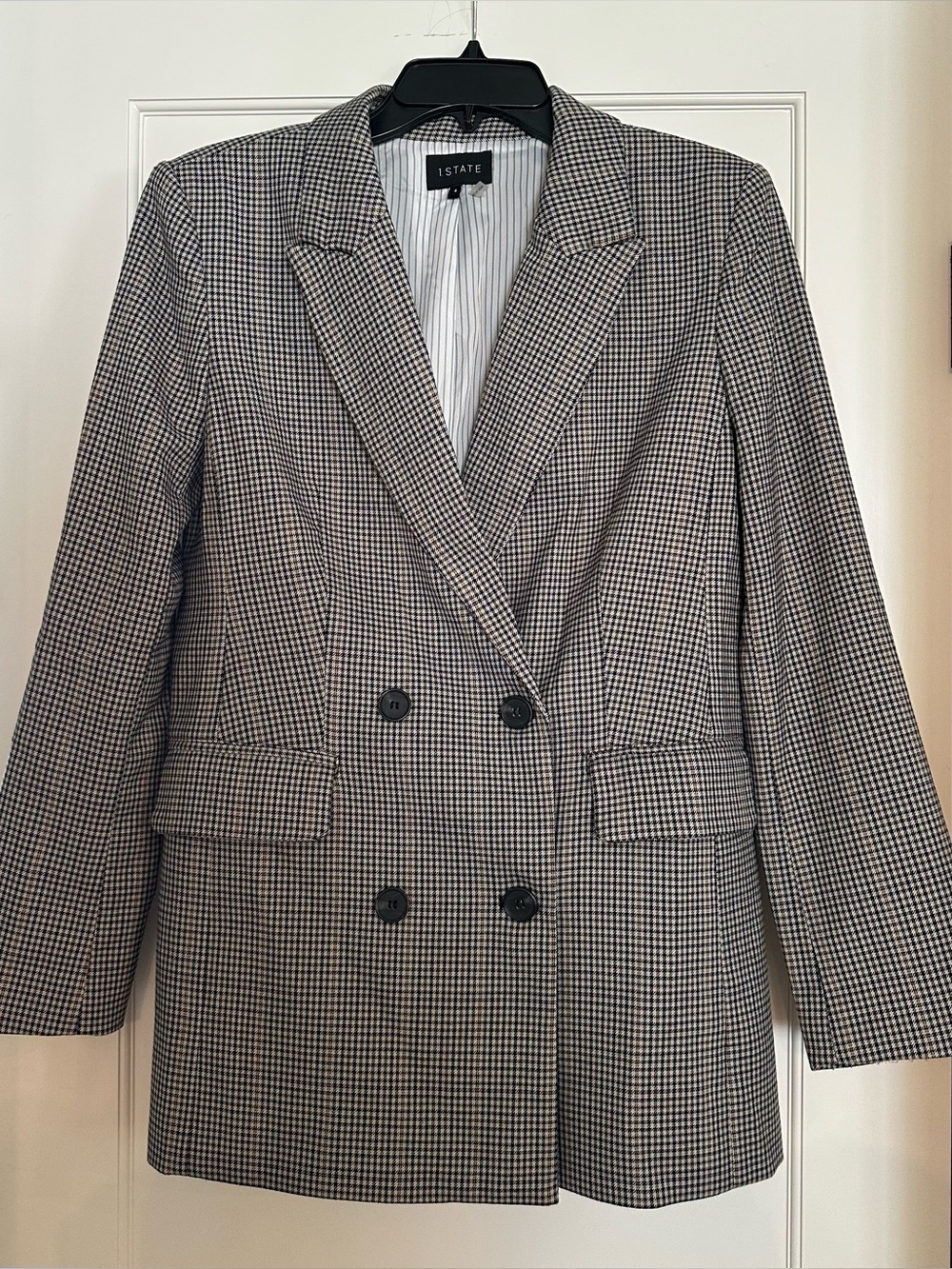 1. STATE Checked Double-Breasted Blazer